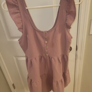 Lavender Ruffled Sleeveless Romper